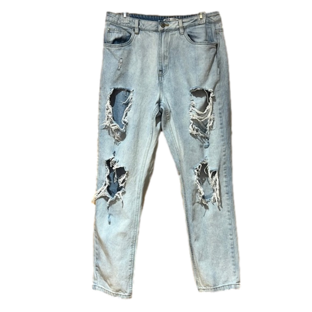 Urban Basics Jeans Straight Leg Light Wash Distressed Size 9